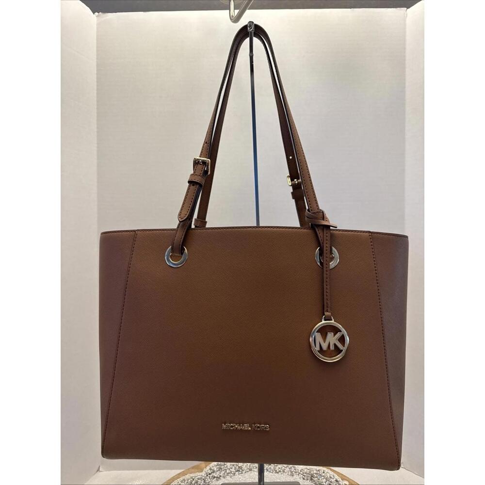 Michael Kors Brown Saffiano Leather Jet Set Tote Bag Purse